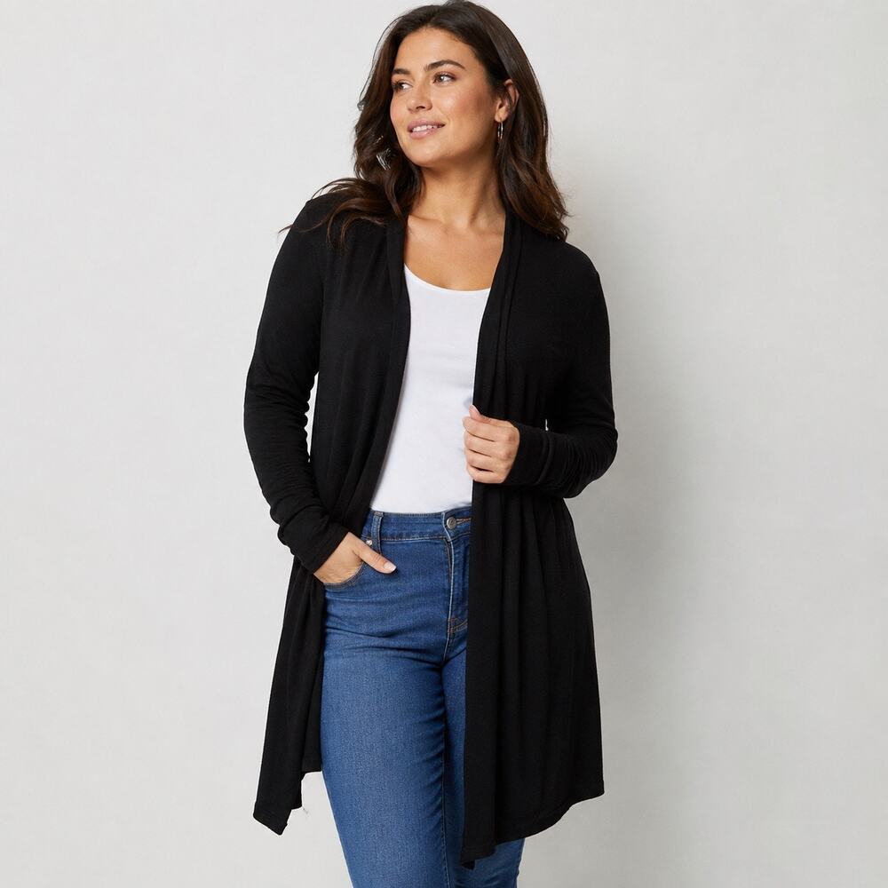 A New Day Black Longline Cardigan XL Cotton/Modal Elevated Basics